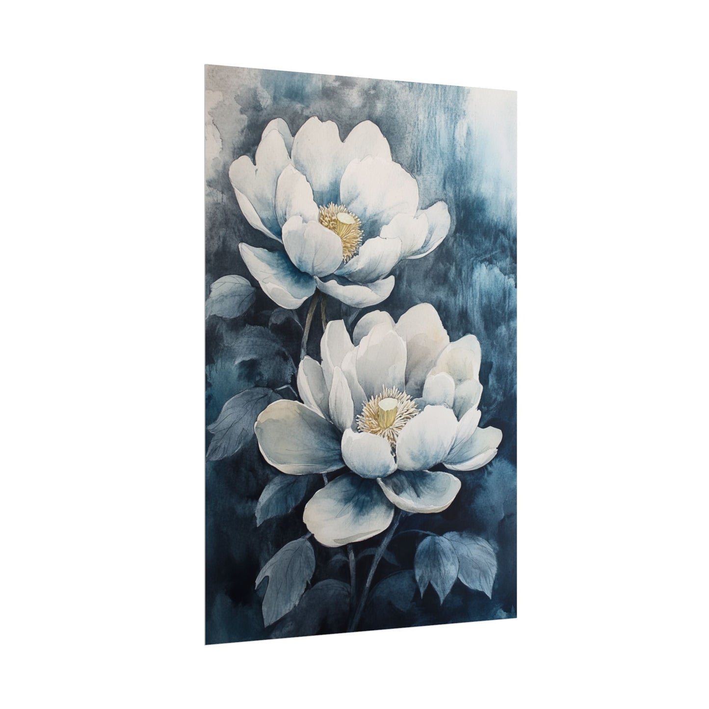 Elegant White Blooms - Abstract Floral Watercolour Print