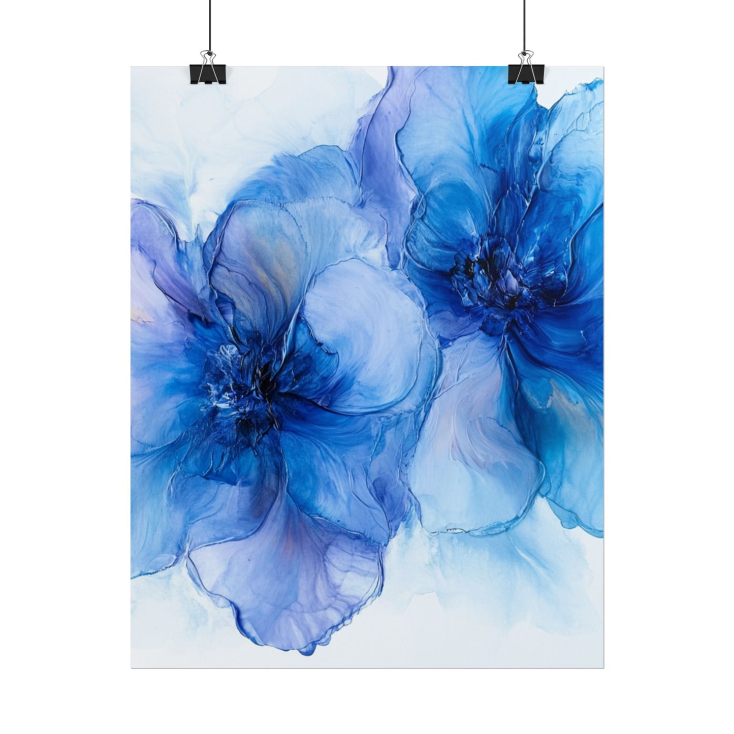 Ethereal Duo - Abstract Floral Art in Shades of Blue